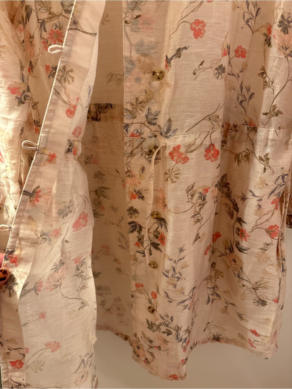 J. JILL Women's Sheer Floral Linen Blend Button Tunic Shirt Sz M/PTP 23/L 36 - Picture 11 of 15